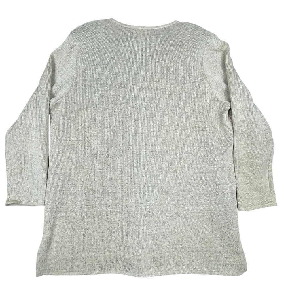 Horveit Beige Cotton Linen Knit 3/4 Button Up Coastal Grandma Tunic Sweater 3XL - Picture 2 of 15